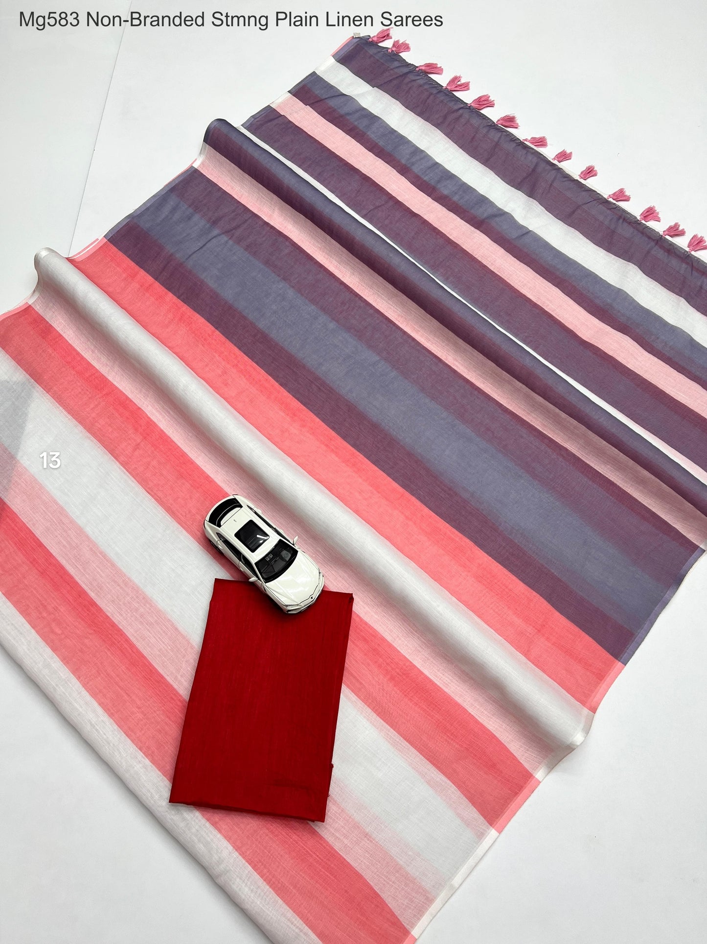 Mg583 Non-Branded Stmng Plain Linen Sarees