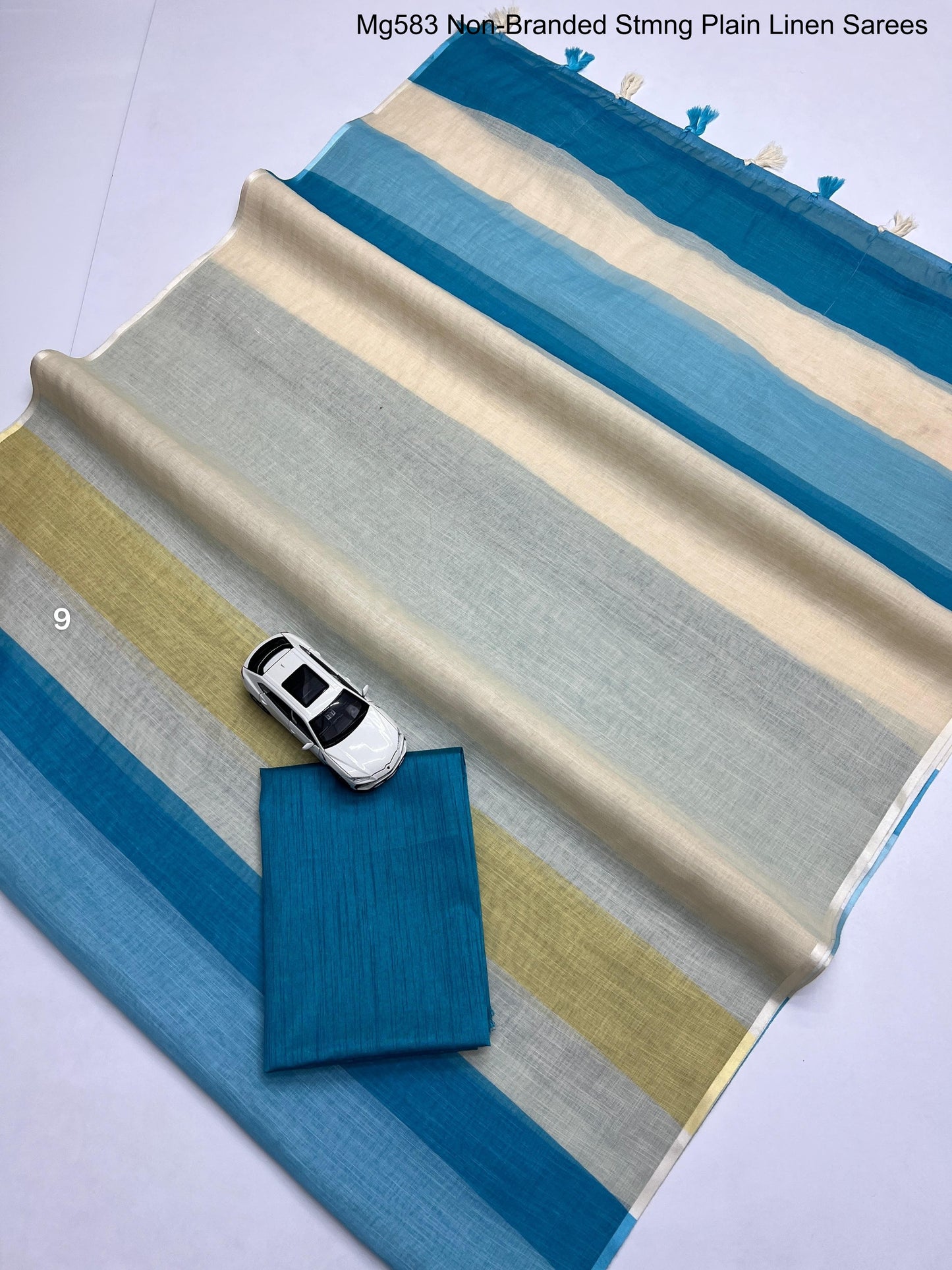 Mg583 Non-Branded Stmng Plain Linen Sarees