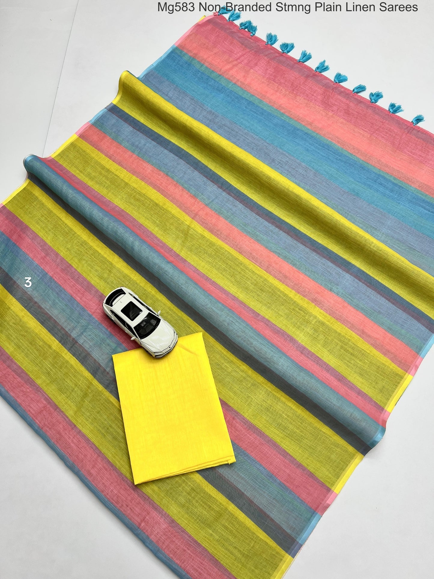 Mg583 Non-Branded Stmng Plain Linen Sarees