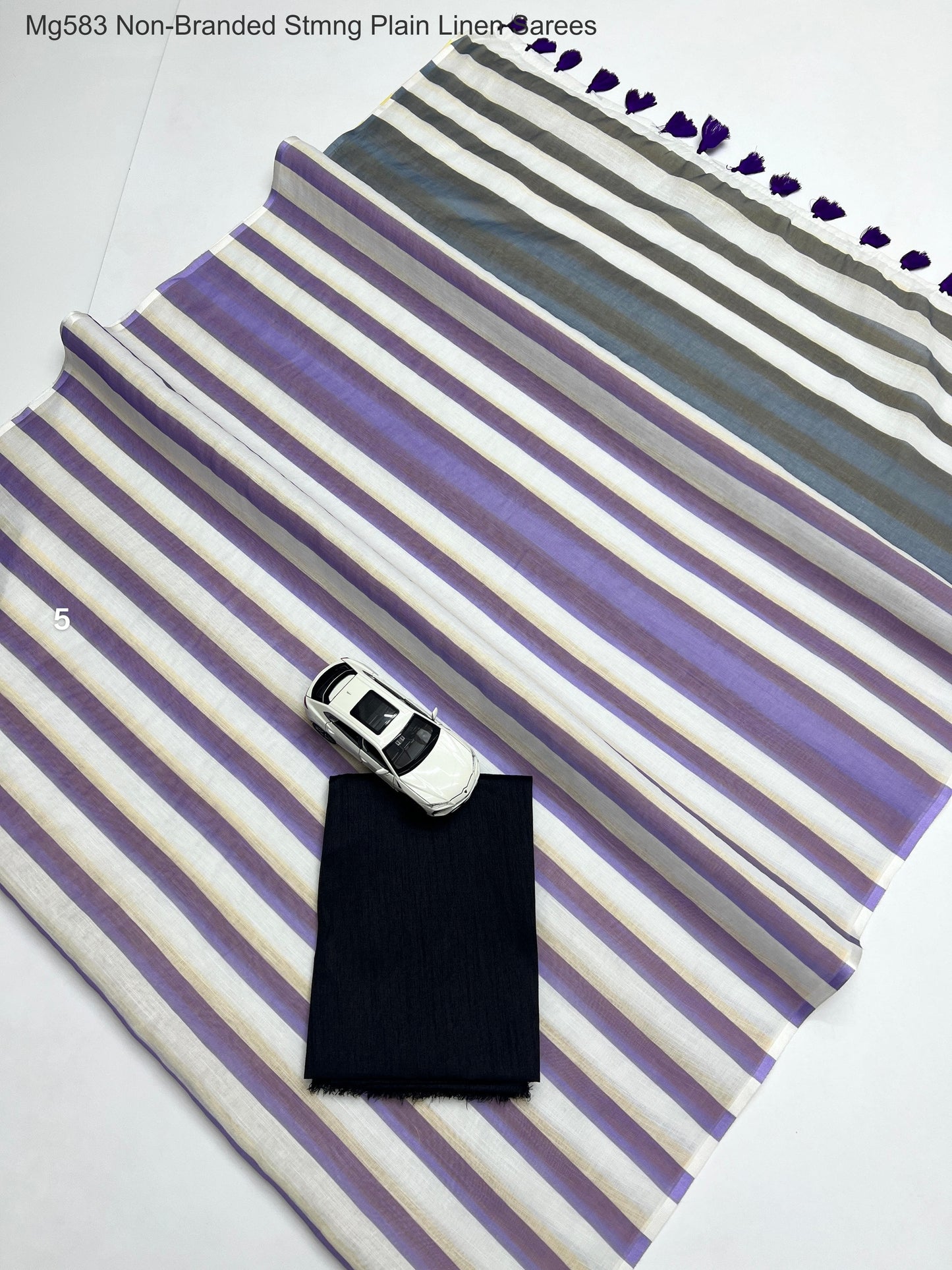 Mg583 Non-Branded Stmng Plain Linen Sarees