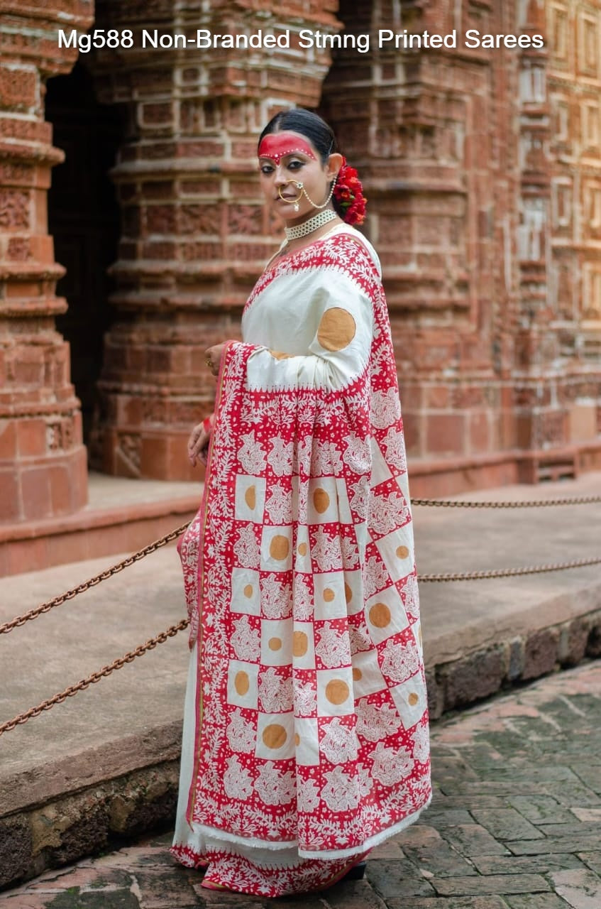 Mg588 Non-Branded Stmng Printed Sarees