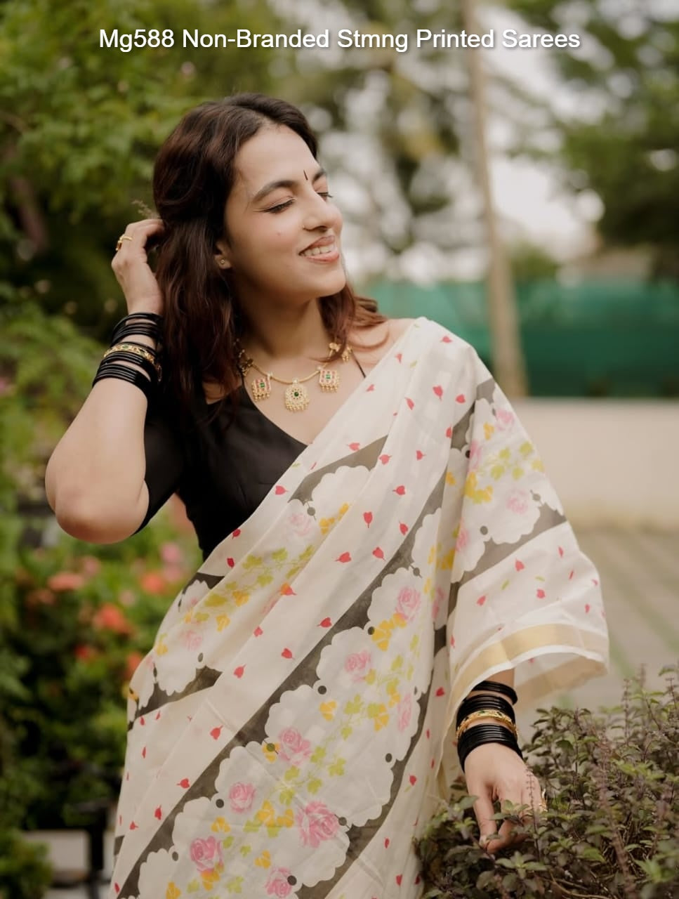 Mg588 Non-Branded Stmng Printed Sarees