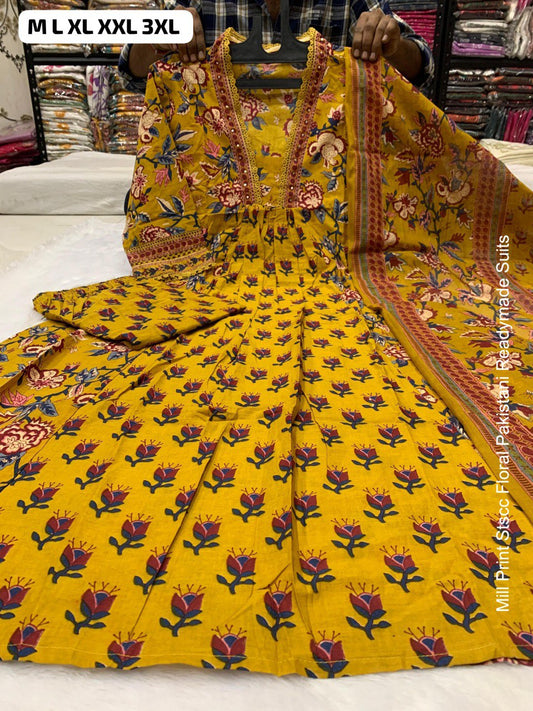 Mill Print Stscc Floral Pakistani Readymade Suits