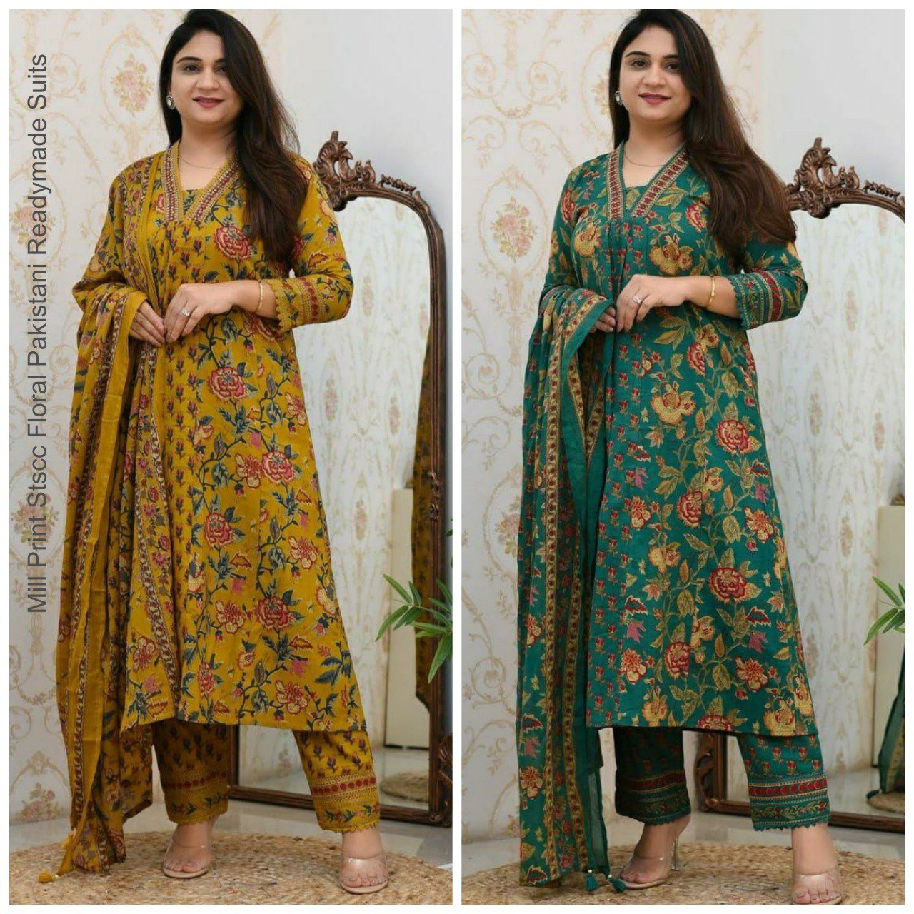 Mill Print Stscc Floral Pakistani Readymade Suits