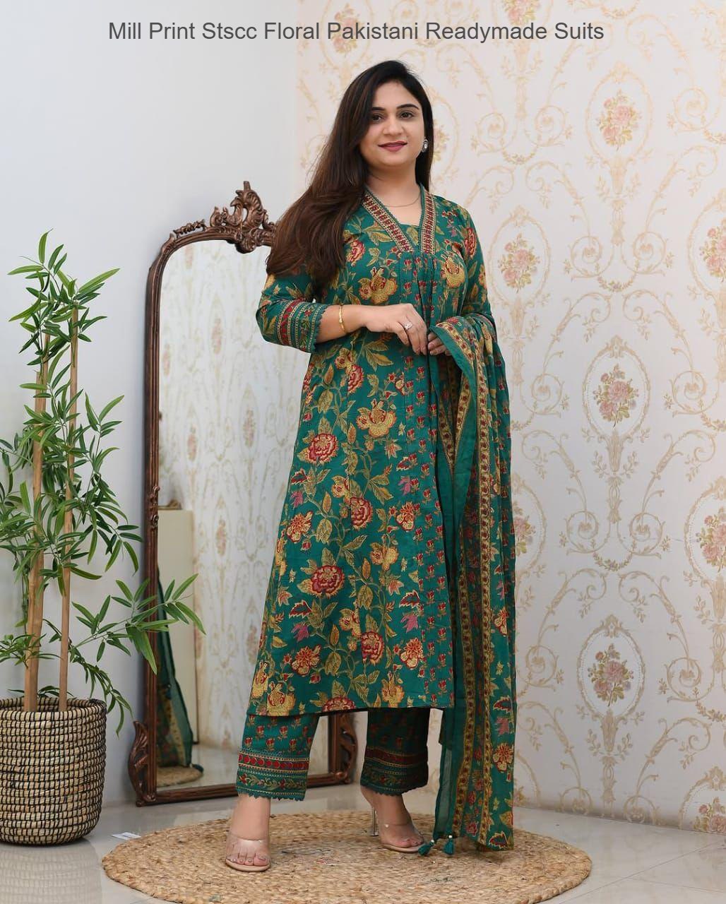 Mill Print Stscc Floral Pakistani Readymade Suits