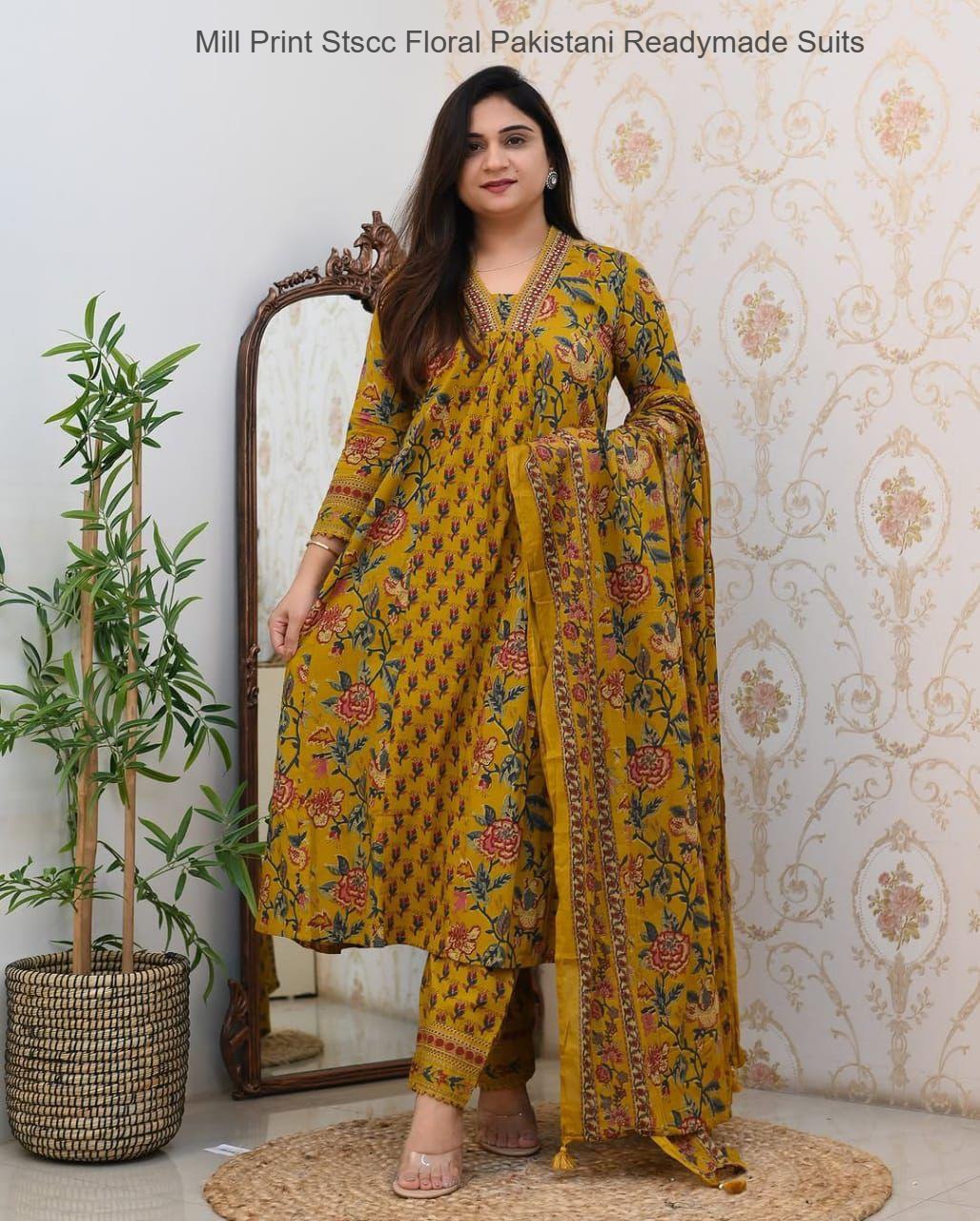 Mill Print Stscc Floral Pakistani Readymade Suits