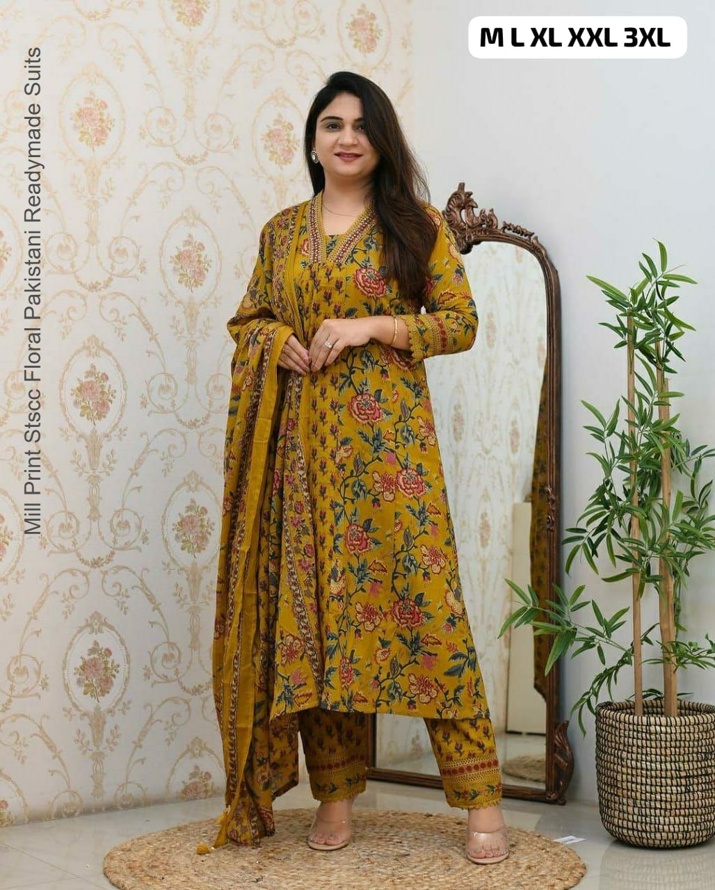 Mill Print Stscc Floral Pakistani Readymade Suits