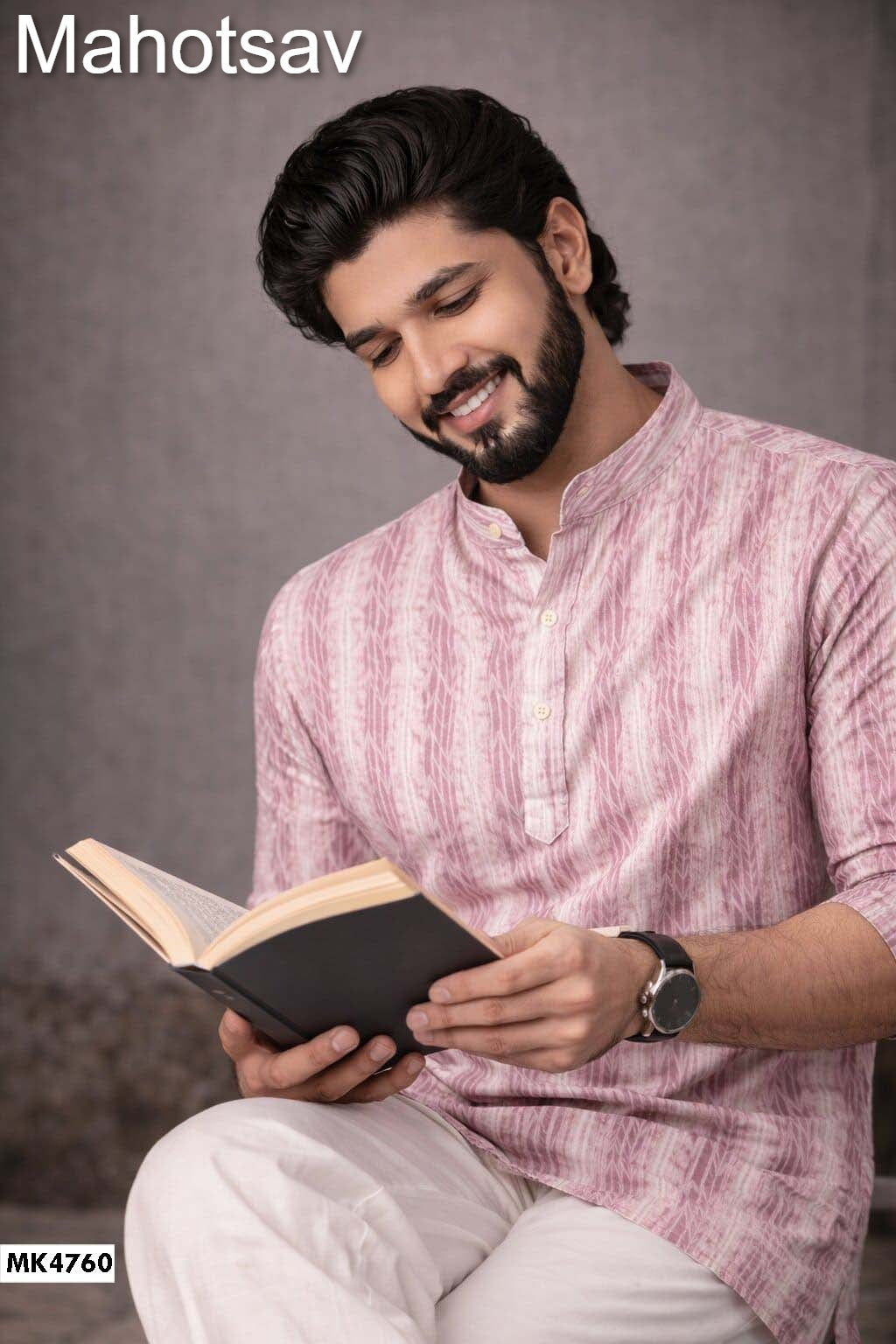 Mk4760 Vol 2 Mahotsav Linen Mens Short Kurta
