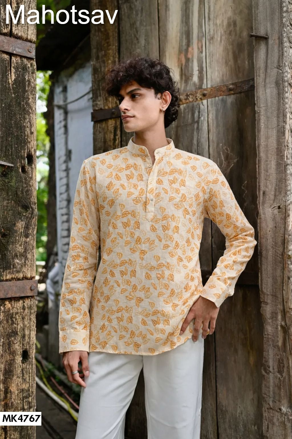 Mk4767 Vol 2 Mahotsav Linen Mens Short Kurta