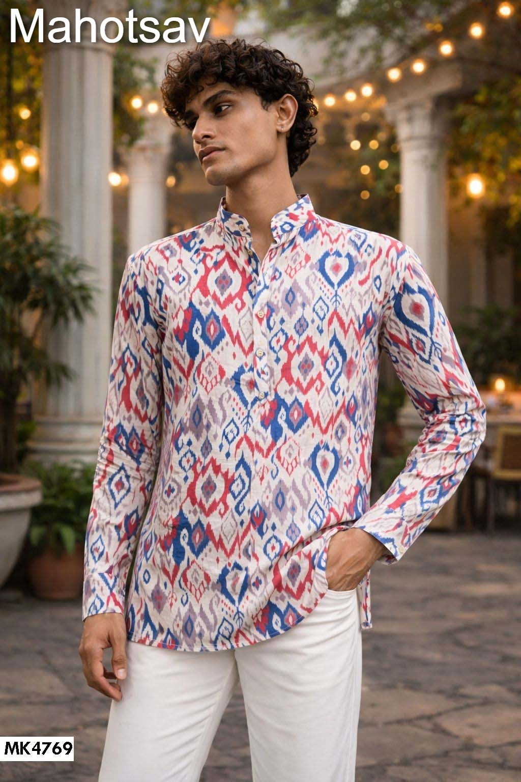 Mk4769 Vol 2 Mahotsav Linen Mens Short Kurta