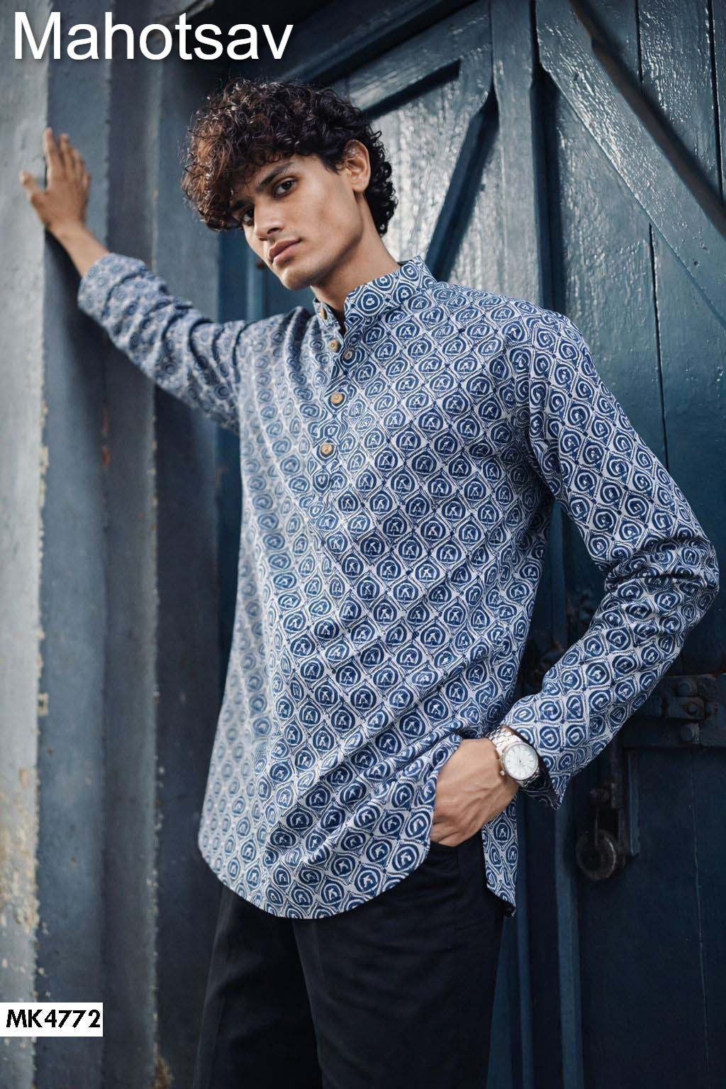 Mk4772 Vol 2 Mahotsav Linen Mens Short Kurta
