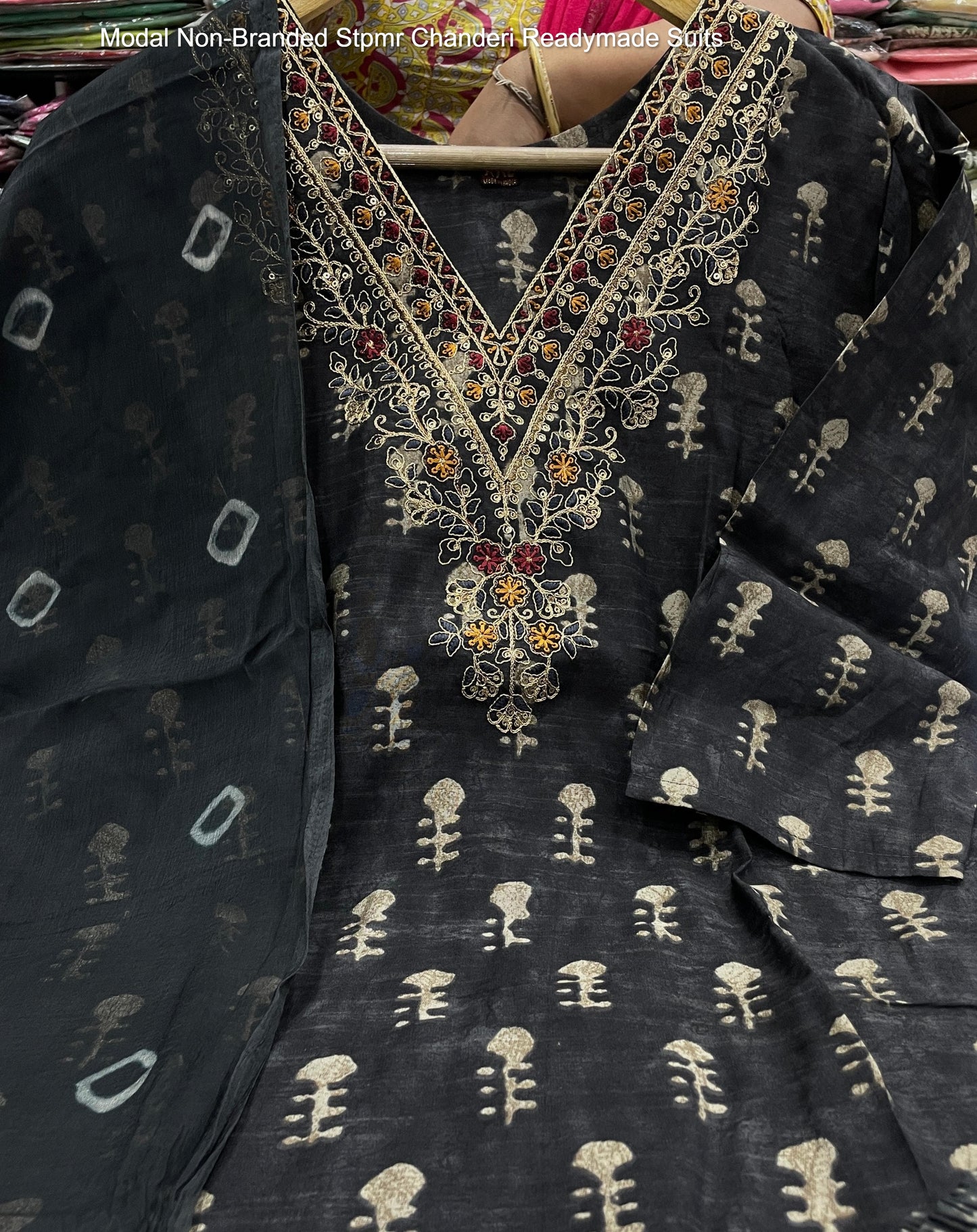 Modal Non-Branded Stpmr Chanderi Readymade Suits