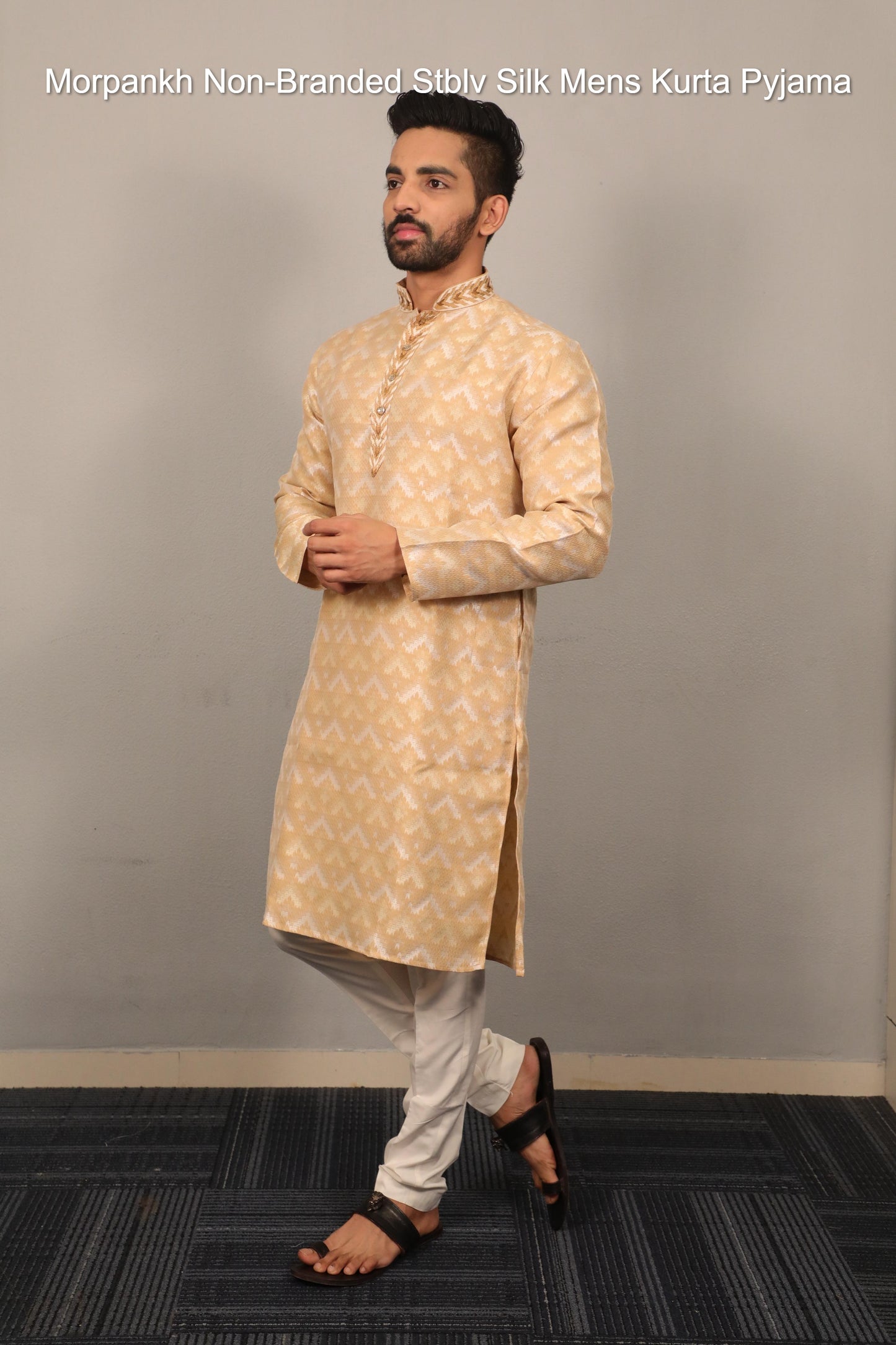 Morpankh Non-Branded Stblv Silk Mens Kurta Pyjama