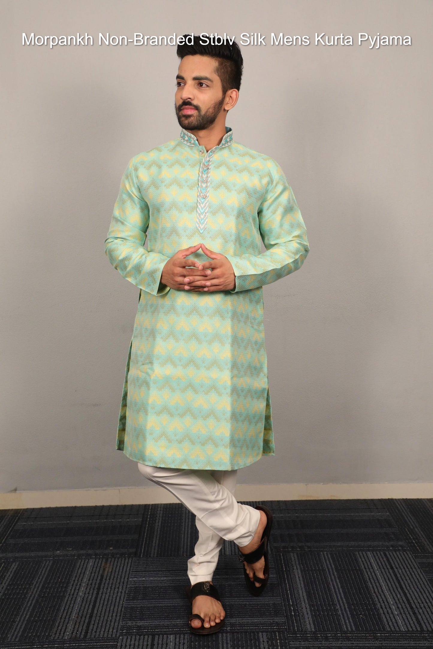 Morpankh Non-Branded Stblv Silk Mens Kurta Pyjama