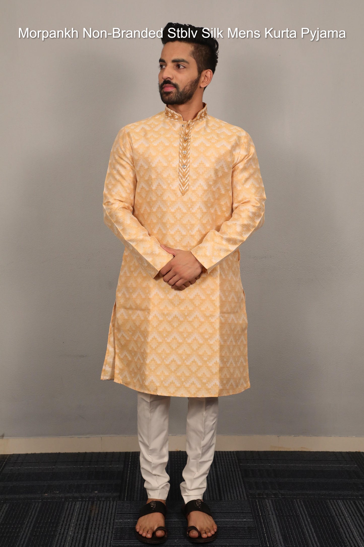 Morpankh Non-Branded Stblv Silk Mens Kurta Pyjama