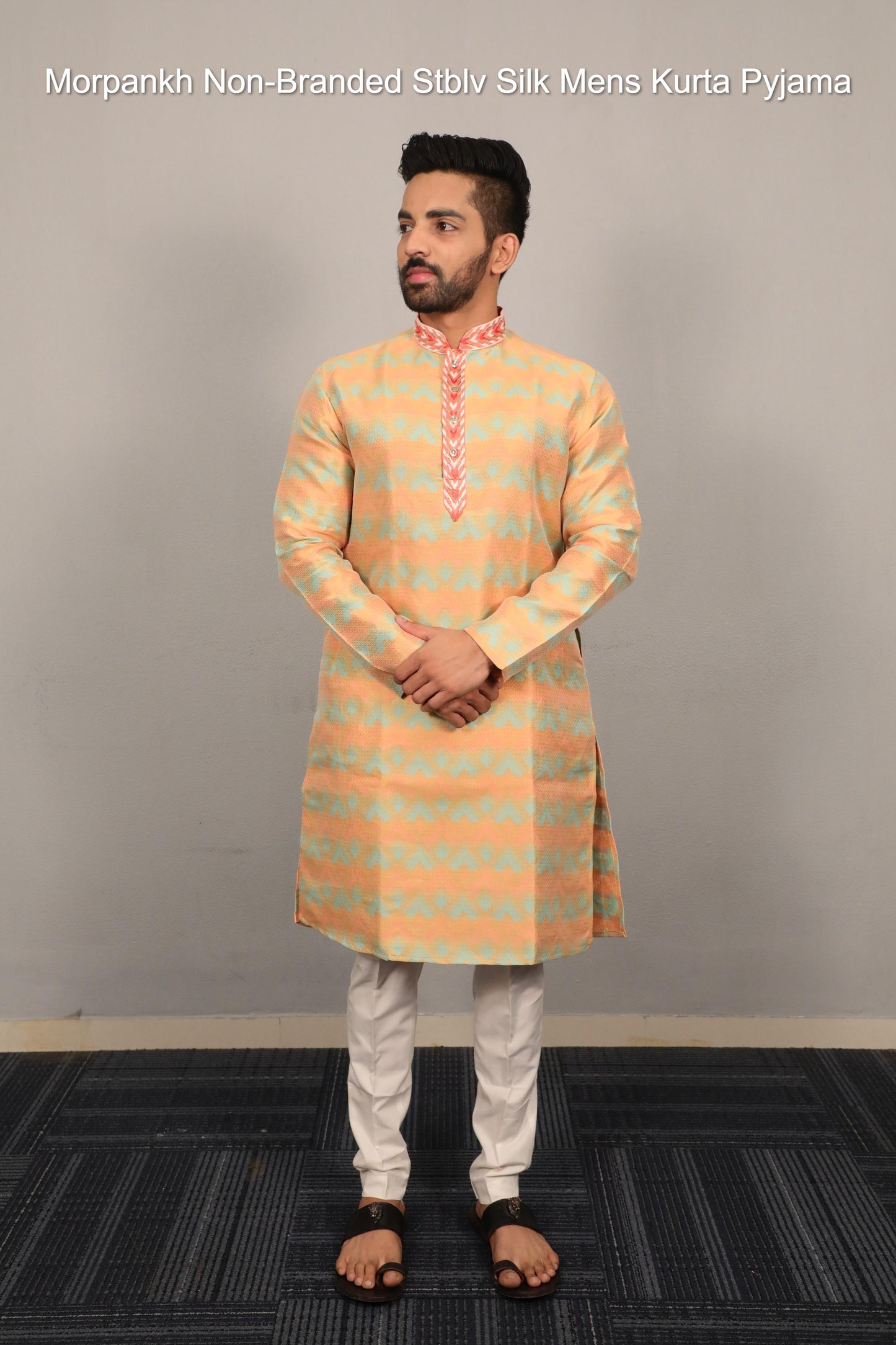 Morpankh Non-Branded Stblv Silk Mens Kurta Pyjama