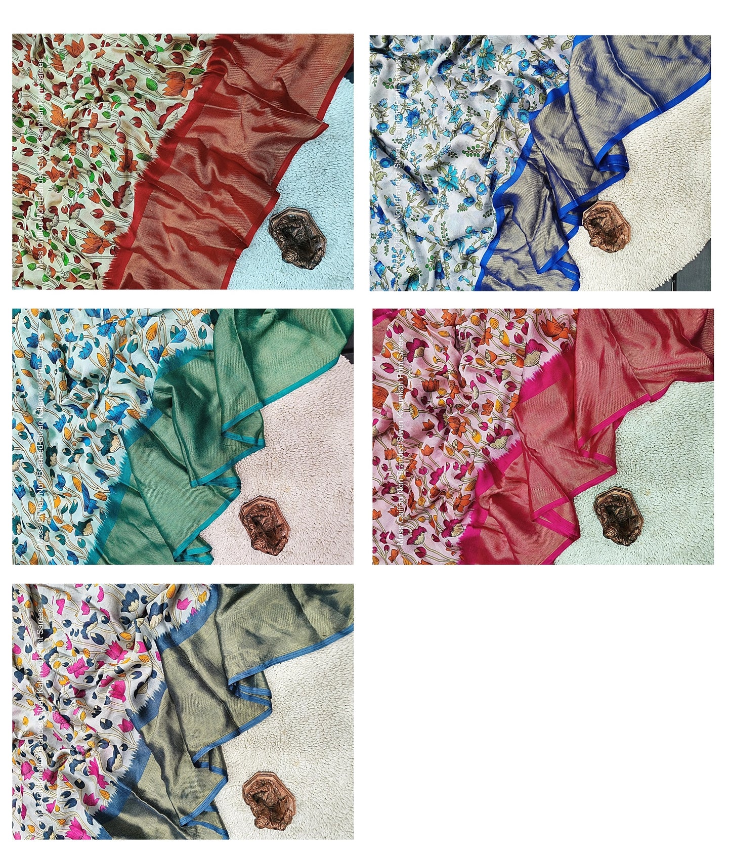 Moss Chiffon Non-Branded Stvan Kalamkari Print Sarees