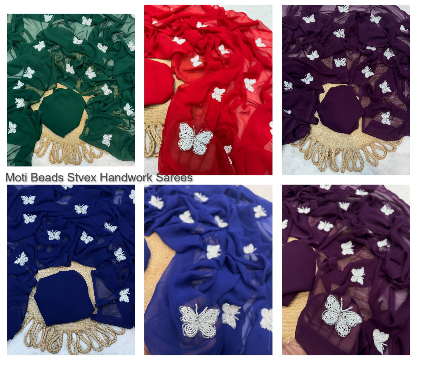 Moti Beads Stvex Handwork Sarees