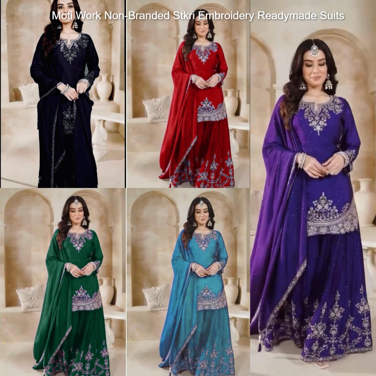 Moti Work Non-Branded Stkri Embroidery Readymade Suits