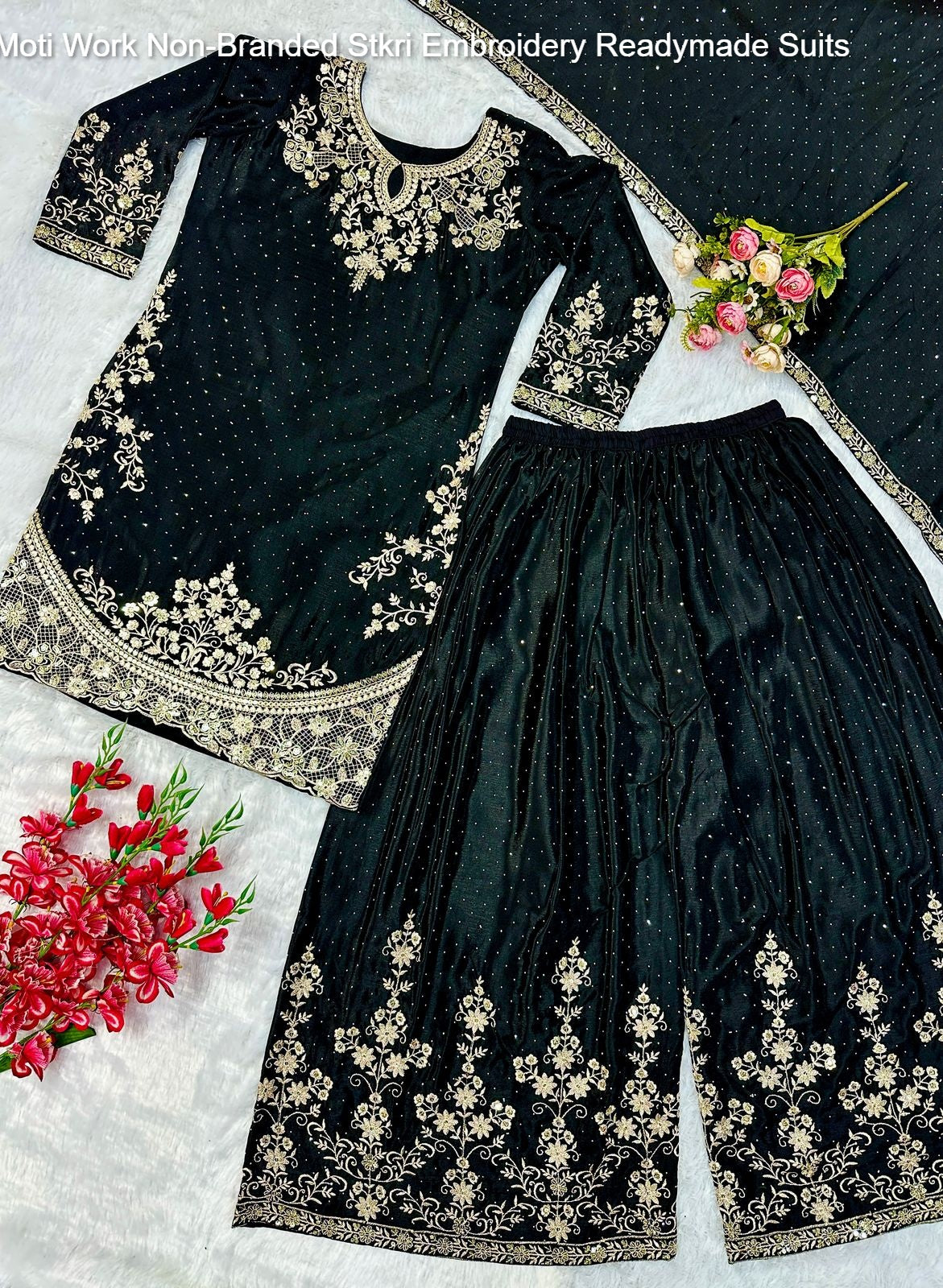 Moti Work Non-Branded Stkri Embroidery Readymade Suits
