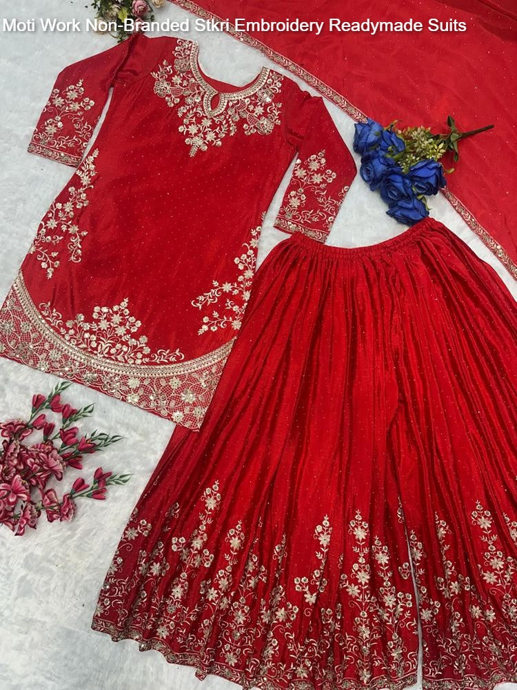 Moti Work Non-Branded Stkri Embroidery Readymade Suits