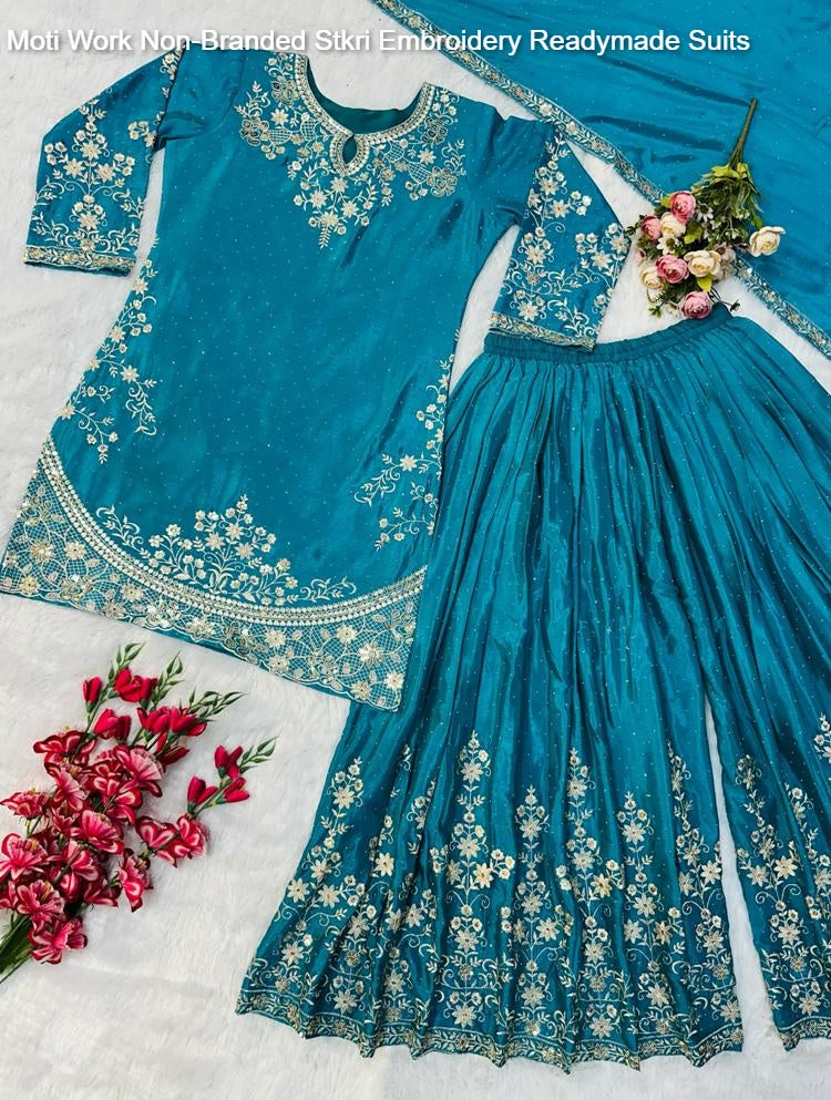 Moti Work Non-Branded Stkri Embroidery Readymade Suits