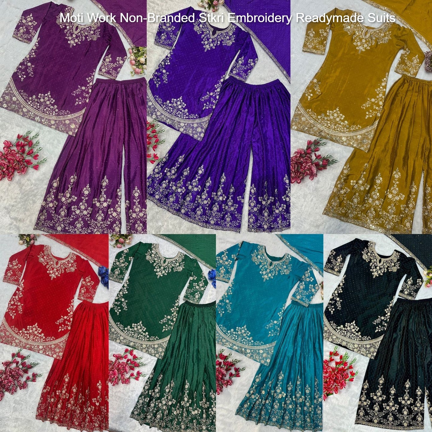 Moti Work Non-Branded Stkri Embroidery Readymade Suits