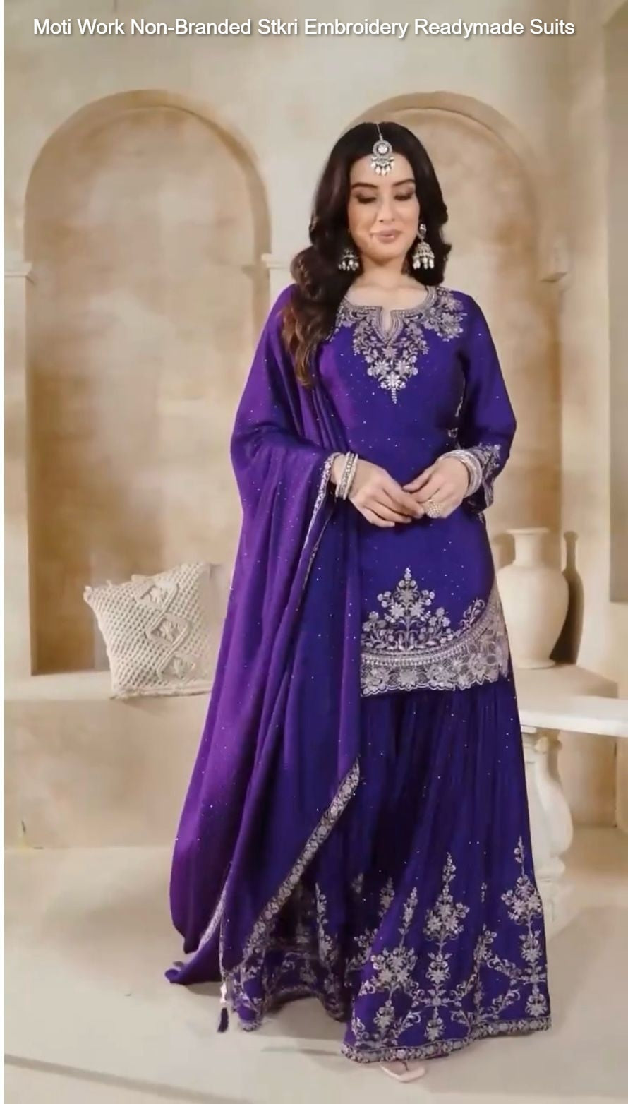 Moti Work Non-Branded Stkri Embroidery Readymade Suits