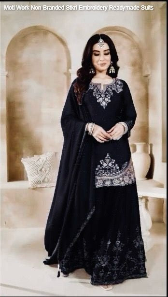 Moti Work Non-Branded Stkri Embroidery Readymade Suits