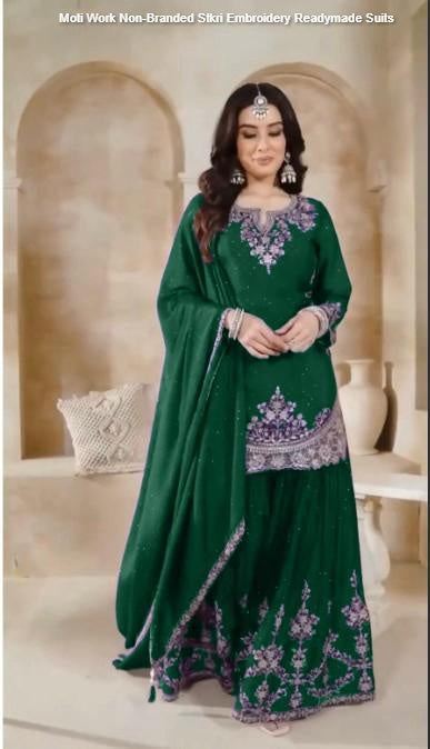 Moti Work Non-Branded Stkri Embroidery Readymade Suits