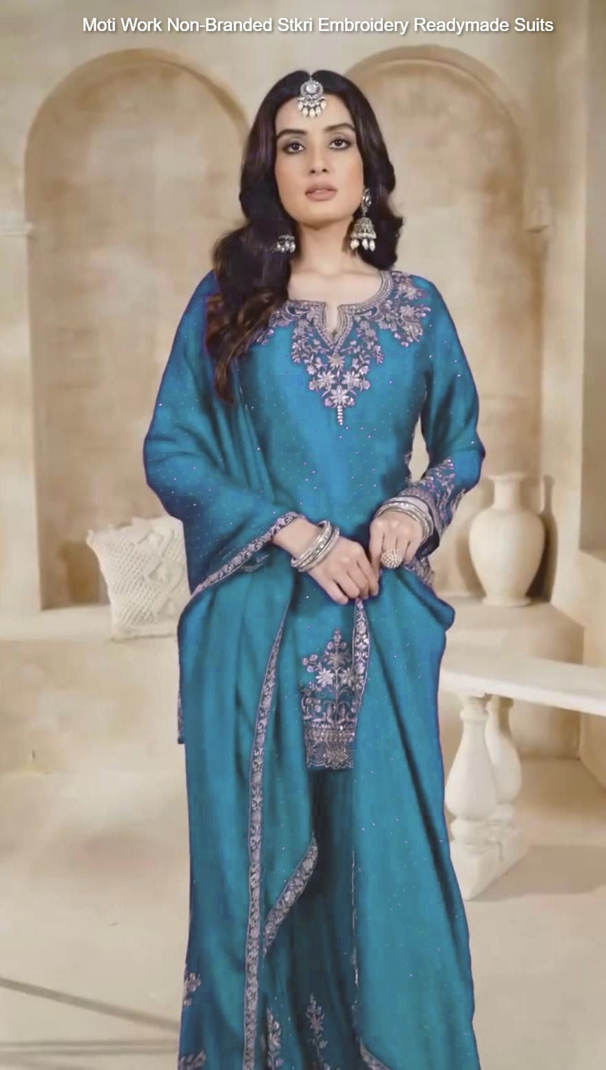 Moti Work Non-Branded Stkri Embroidery Readymade Suits