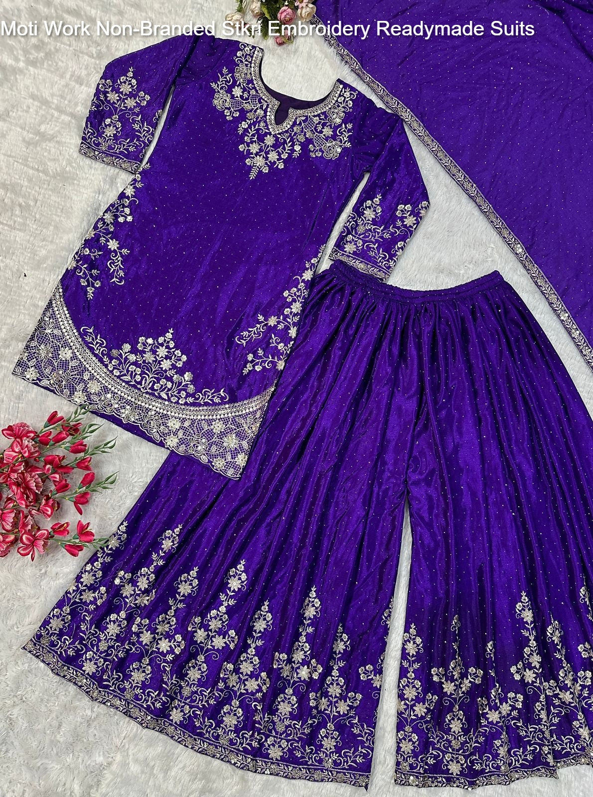 Moti Work Non-Branded Stkri Embroidery Readymade Suits