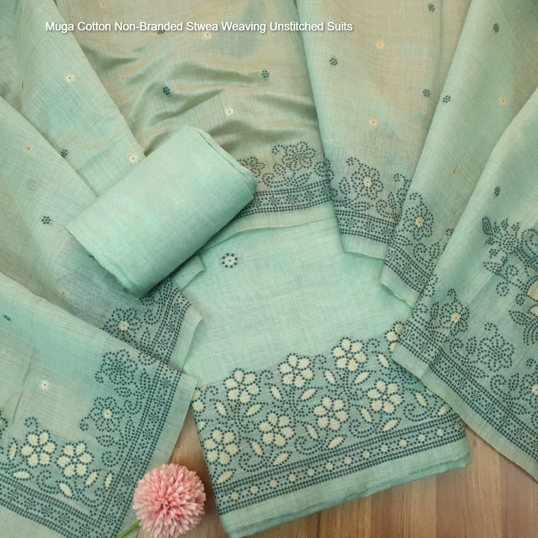 Muga Cotton Non-Branded Stwea Weaving Unstitched Suits
