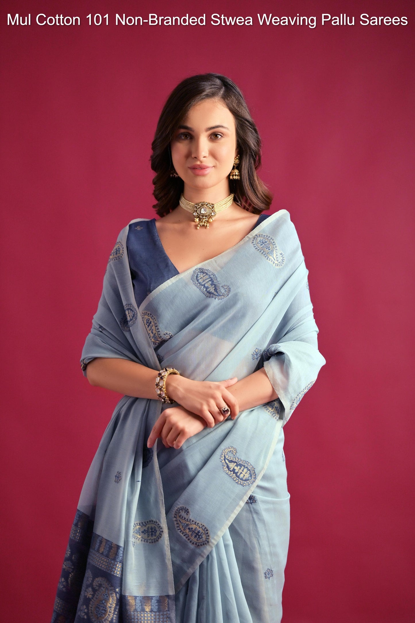 Mul Cotton 101 Non-Branded Stwea Weaving Pallu Sarees