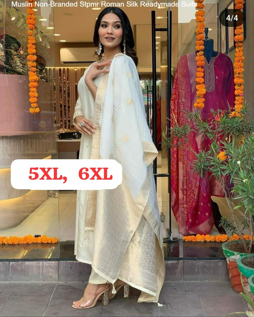 Muslin Non-Branded Stpmr Roman Silk Readymade Suits