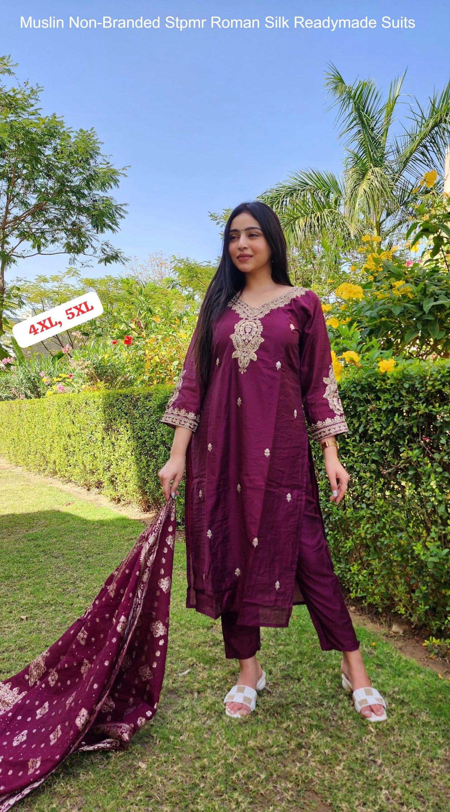 Muslin Non-Branded Stpmr Roman Silk Readymade Suits
