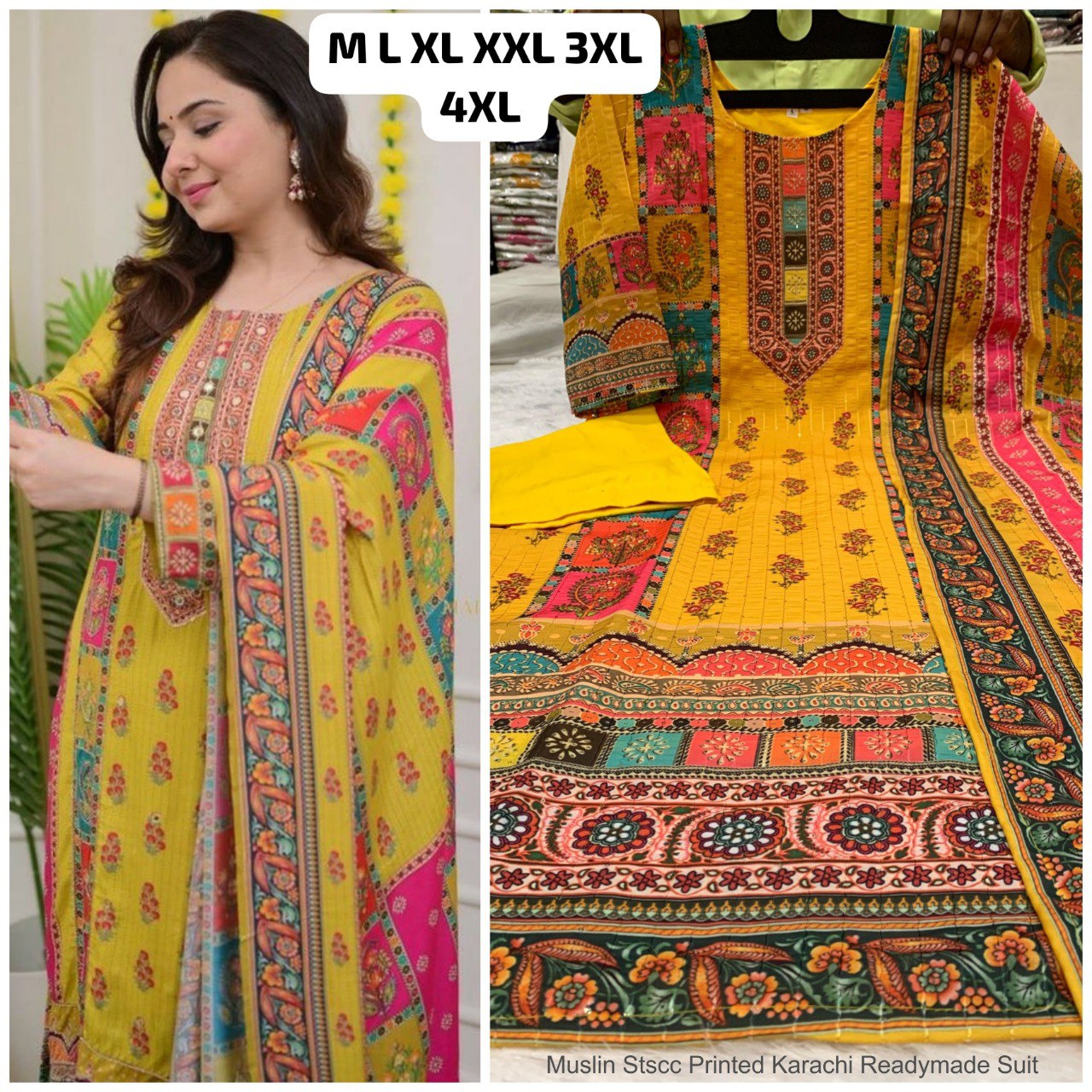 Muslin Stscc Printed Karachi Readymade Suit