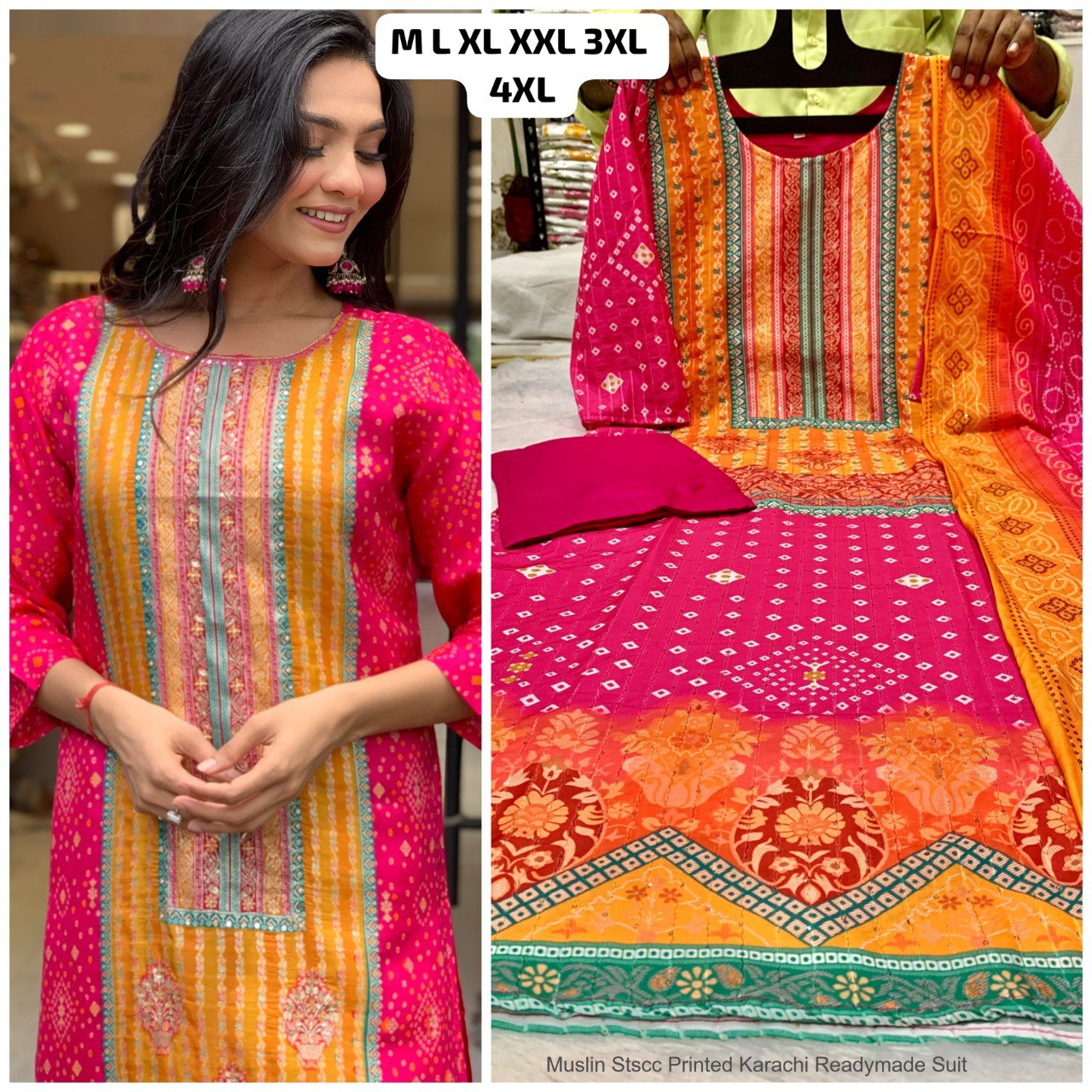 Muslin Stscc Printed Karachi Readymade Suit
