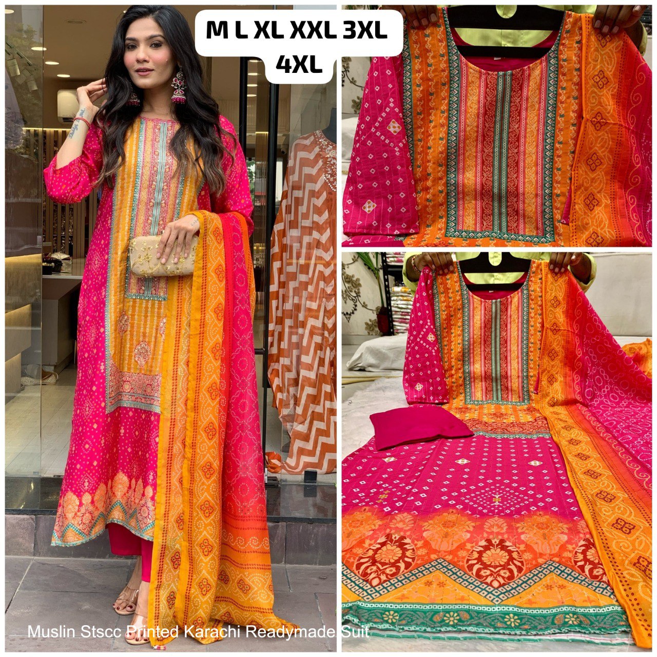 Muslin Stscc Printed Karachi Readymade Suit