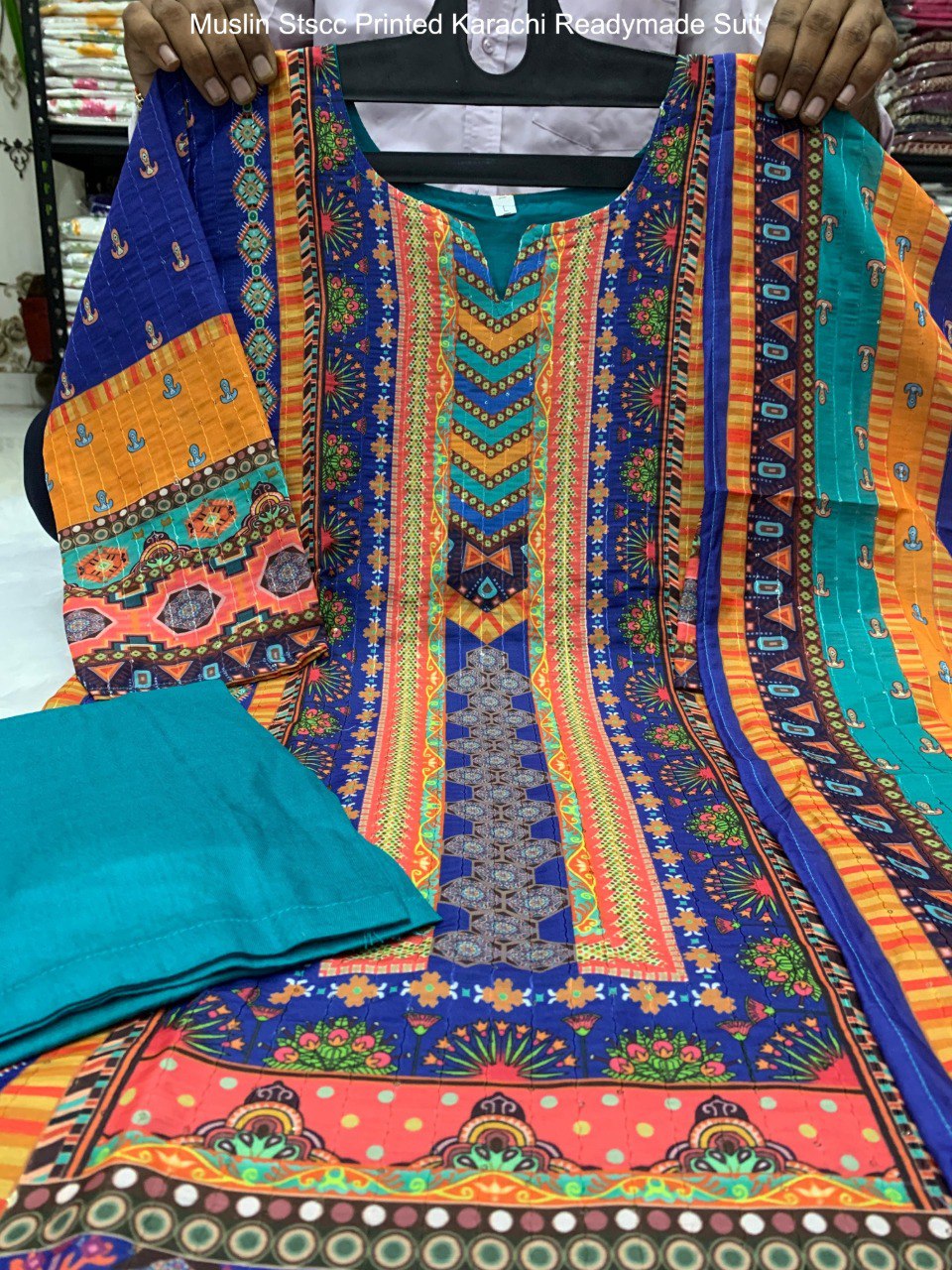 Muslin Stscc Printed Karachi Readymade Suit