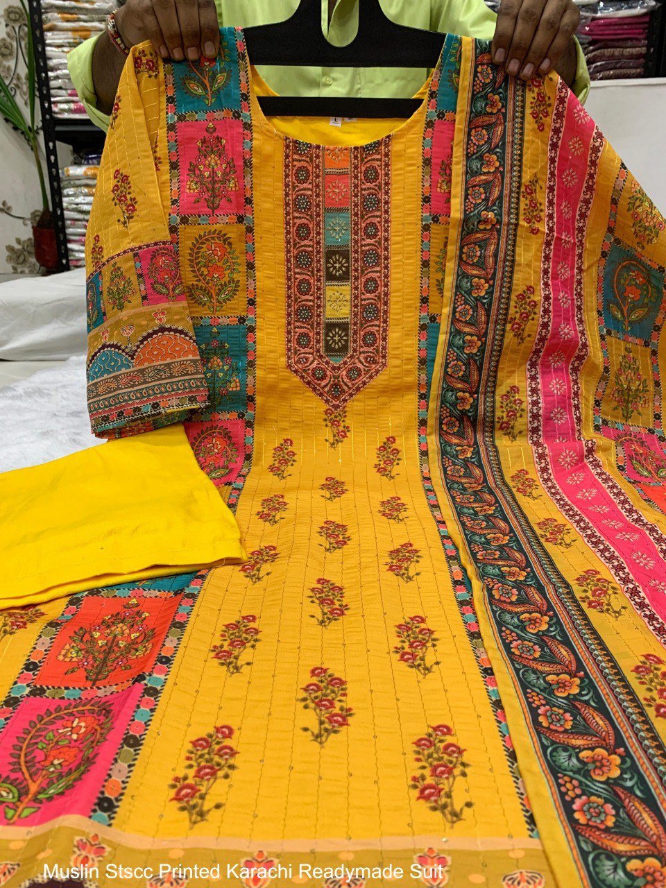 Muslin Stscc Printed Karachi Readymade Suit
