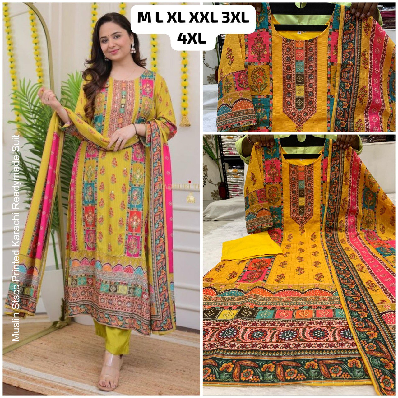 Muslin Stscc Printed Karachi Readymade Suit