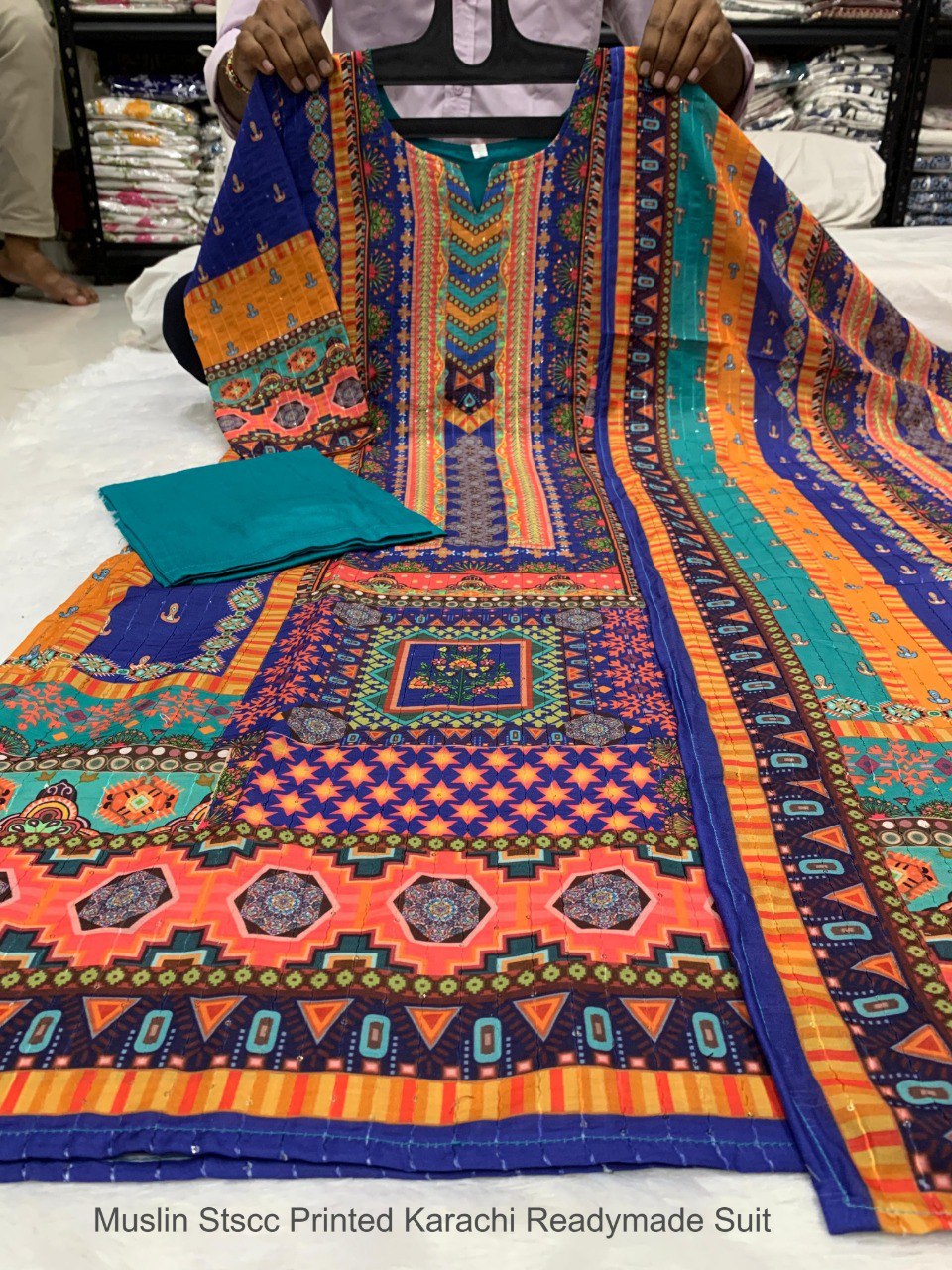 Muslin Stscc Printed Karachi Readymade Suit