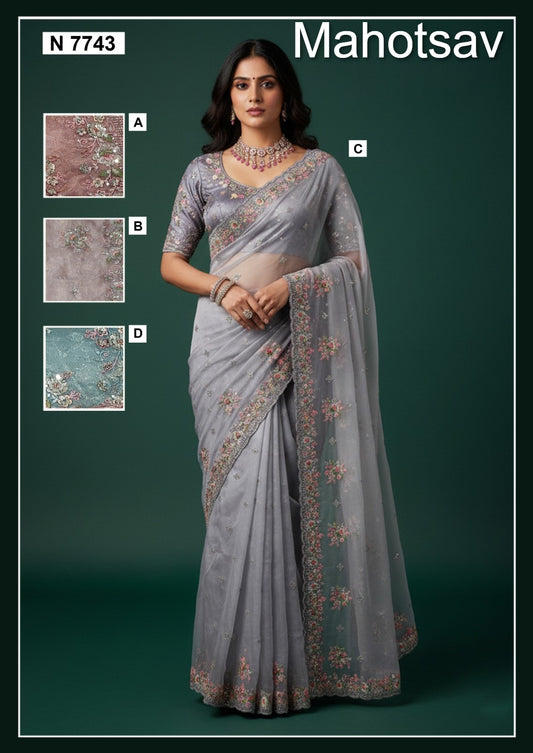 N7743 Rishita Vol 02 Mahotsav Organza Silk Sarees