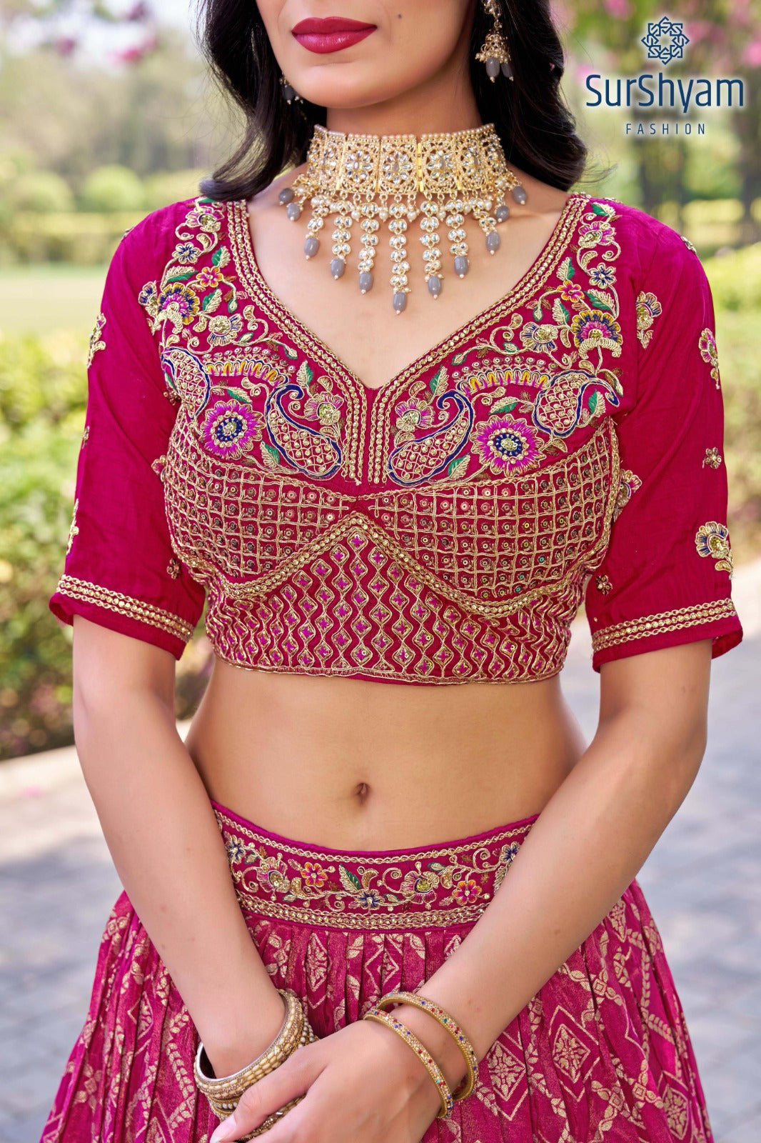 Naseehat Rani Pink Surshyam Fashion Banarasi Silk Lehenga Choli