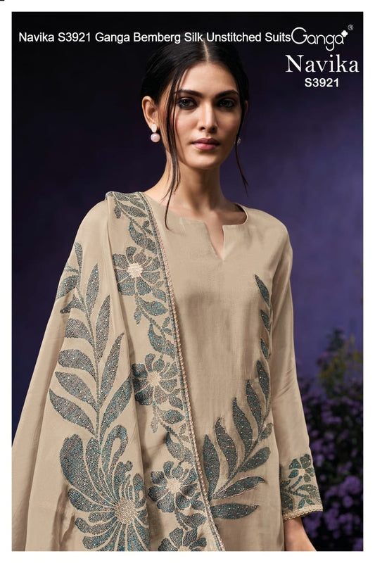 Navika S3921 Ganga Bemberg Silk Unstitched Suits