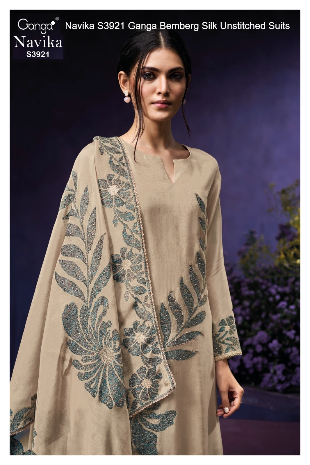 Navika S3921 Ganga Bemberg Silk Unstitched Suits