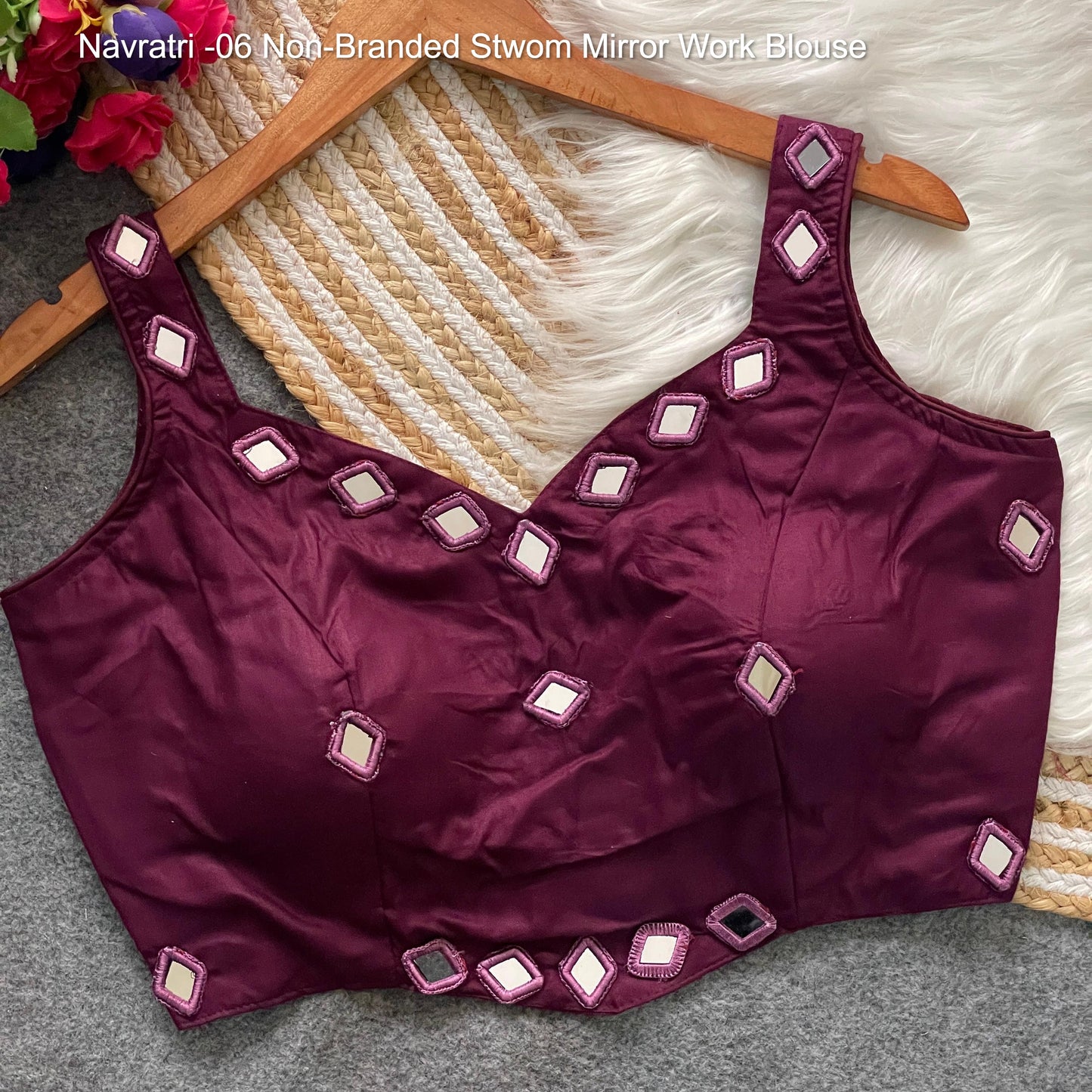 Navratri -06 Non-Branded Stwom Mirror Work Blouse
