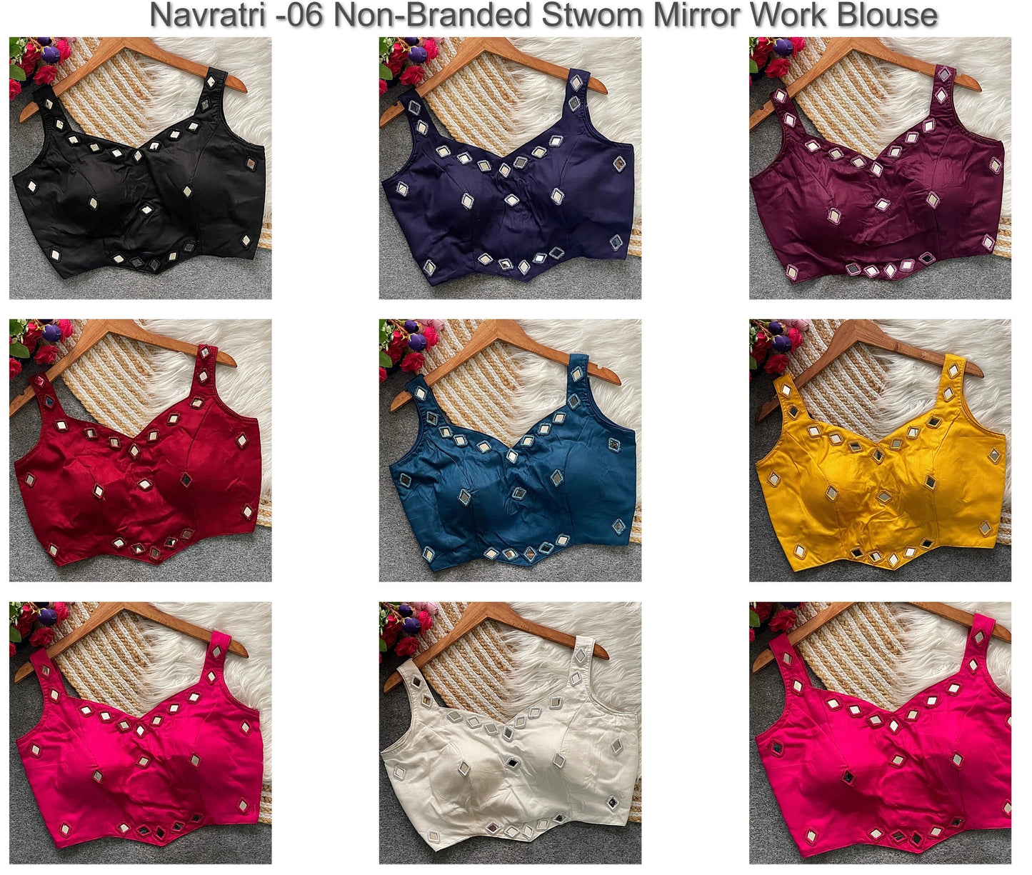 Navratri -06 Non-Branded Stwom Mirror Work Blouse