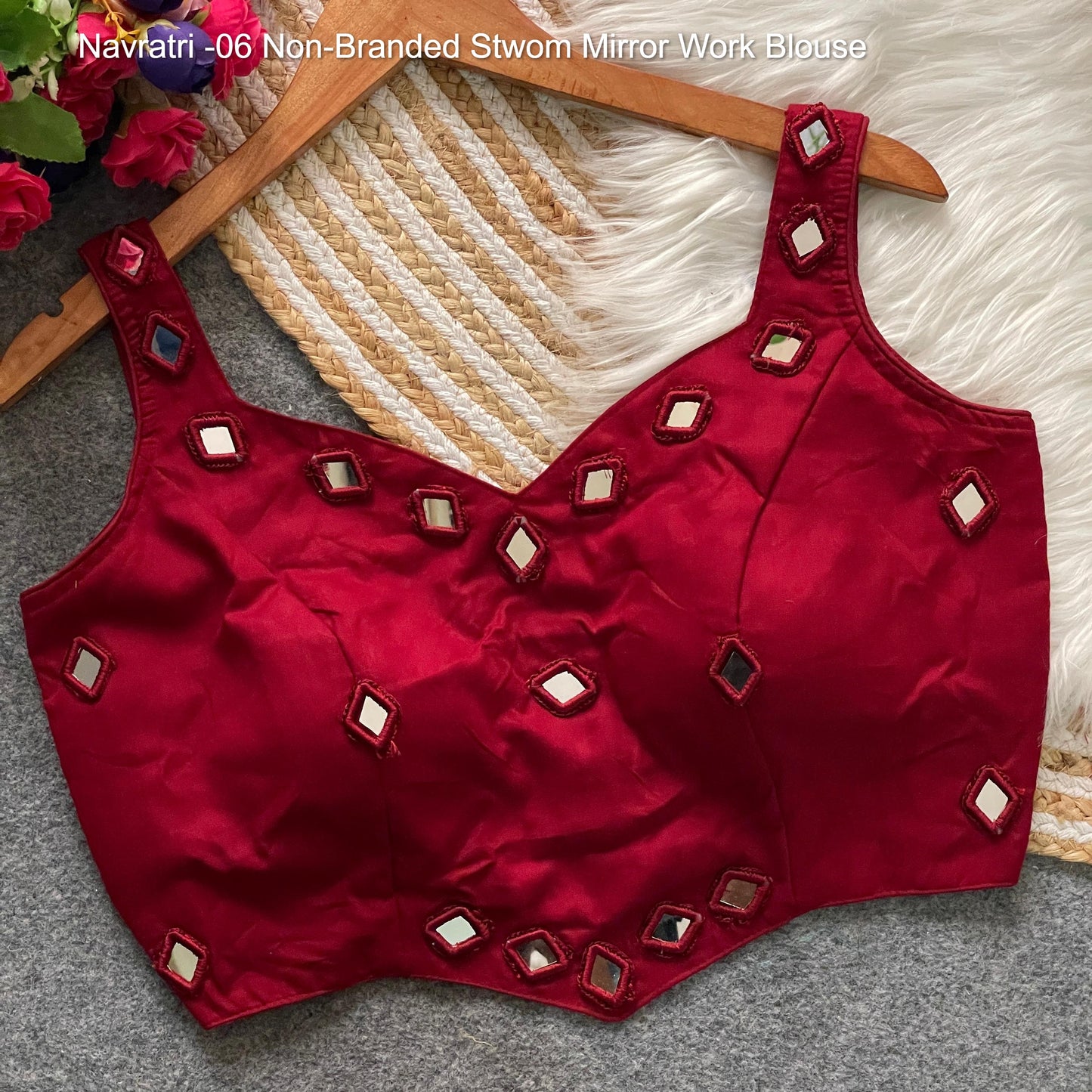 Navratri -06 Non-Branded Stwom Mirror Work Blouse